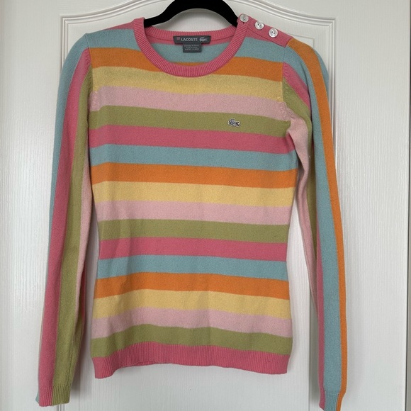 Lacoste vintage pastel striped cashmere sweater Sz 36 - Picture 1 of 7